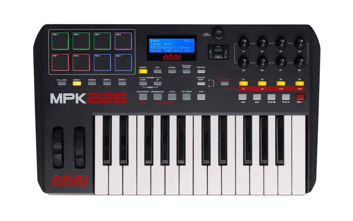 [VENTA] Controladora AKAI MPK 225 8 Pads 25 teclas USB-MIDI 5-pin MIDI input y output Mpk22502